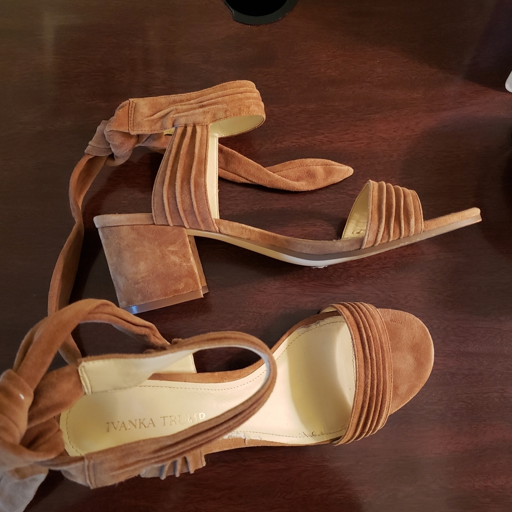 Ivanka Trump Tie Back Suede 3" Block Heels
